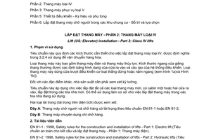 Tiêu chuẩn quốc gia TCVN7628-2:2007 (ISO 4190-2 : 2001) về Lắp đặt thang máy - Phần 2: Thang máy loại IV