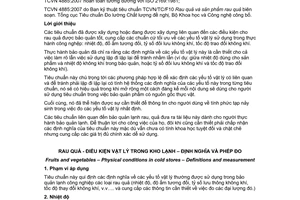 Tiêu chuẩn Việt Nam TCVN 4885:2007 (ISO 2169:1981) về rau quả - Điều kiện vật lý trong kho lạnh - Định nghĩa và phép đo