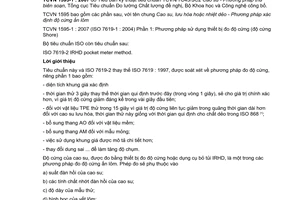 Tiêu chuẩn quốc gia TCVN 1595-1:2007 (ISO 7619-1 : 2004) về Cao su, lưu hóa hoặc nhiệt dẻo - Xác định độ cứng ấn lõm - Phần 1: Phương pháp sử dụng thiết bị đo độ cứng (Độ cứng Shore)