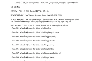 Tiêu chuẩn quốc gia TCVN 7835-F05:2007 (ISO 105 - F05 : 2001) về Vật liệu dệt - Phương pháp xác định độ bền màu - Phần F05: Yêu cầu kỹ thuật cho vải thử kèm bằng acrylic