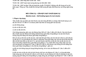 Tiêu chuẩn quốc gia TCVN 136:2007 (ISO 296 : 1991) về Máy công cụ – Côn kẹp chặt chuôi dụng cụ