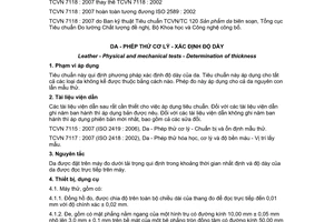 Tiêu chuẩn quốc gia TCVN 7118:2007 (ISO 2589 : 2002) về Da - Phép thử cơ lý - Xác định độ dày