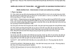 Tiêu chuẩn quốc gia TCVN 7757:2007 (ASTM D 2709 - 06) về Nhiên liệu chưng cất trung bình - Xác định nước và cặn bằng phương pháp ly tâm