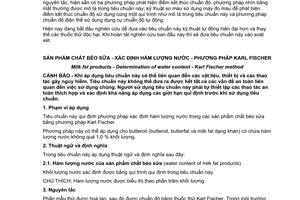 Tiêu chuẩn quốc gia TCVN 7728:2007 (ISO 5536:2002)  về Sản phẩm chất béo sữa - Xác định hàm lượng nước - Phương pháp Karl Fischer