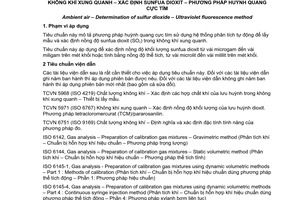 Tiêu chuẩn quốc gia TCVN 7726:2007 (ISO 10498 : 2004) về Không khí xung quanh - Xác định sunfua dioxit - Phương pháp huỳnh quang cực tím