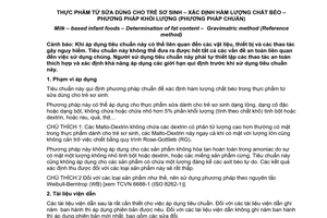 Tiêu chuẩn quốc gia TCVN 6687:2007 (ISO 8381 : 2000) về Thực phẩm từ sữa dùng cho trẻ sơ sinh - Xác định hàm lượng chất béo - Phương pháp khối lượng (Phương pháp chuẩn)