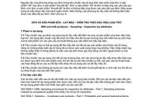 Tiêu chuẩn quốc gia TCVN 6266:2007 (ISO 5538:2004) về Sữa và sản phẩm sữa - Lấy mẫu - Kiểm tra theo dấu hiệu loại trừ