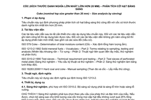 Tiêu chuẩn quốc gia TCVN 5225:2007 (ISO 728:1995) về Cốc (kích thước danh nghĩa lớn nhất lớn hơn 20mm) - Phân tích cỡ hạt bằng sàng