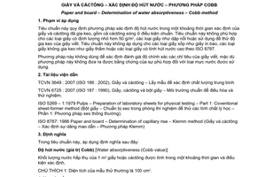 Tiêu chuẩn quốc gia TCVN 6726:2007 (ISO 535 : 1991) về Giấy và cáctông - Xác định độ hút nước - Phương pháp Cobb