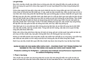 Tiêu chuẩn quốc gia TCVN 7617:2007 (ISO 15384 : 2003) về Quần áo bảo vệ cho nhân viên chữa cháy - Phương pháp thử trong phòng thí nghiệm và yêu cầu tính năng cho quần áo chữa cháy ngoài trời