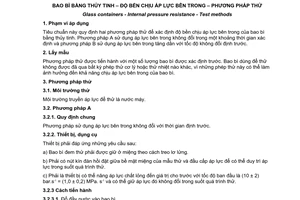 Tiêu chuẩn quốc gia TCVN 7307:2007 (ISO 7458 : 2004) về Bao bì bằng thủy tinh - Độ bền chịu áp lực bên trong - Phương pháp thử