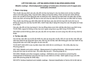 Tiêu chuẩn quốc gia TCVN 5023:2007 (ISO 1456:2003) về Lớp phủ kim loại - Lớp mạ Niken-Crom và mạ Đồng-Niken-Crom