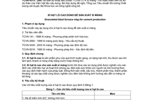 Tiêu chuẩn quốc gia TCVN 4315:2007 về Xỉ hạt lò cao dùng để sản xuất xi măng
