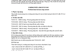 Tiêu chuẩn quốc gia TCVN 4316:2007 về Xi măng poóc lăng xỉ lò cao