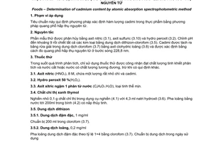 Tiêu chuẩn Việt Nam TCVN 7603:2007 về thực phẩm - xác định hàm lượng Cadimi bằng phương pháp quang phổ hấp thụ nguyên tử