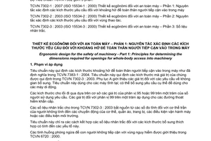 Tiêu chuẩn quốc gia TCVN 7302-1:2007 (ISO 15534-1 : 2000) về Thiết kế Ecgônômi đối với an toàn máy - Phần 1: Nguyên tắc xác định các kích thước yêu cầu đối với khoảng hở để toàn thân người tiếp cận vào trong máy