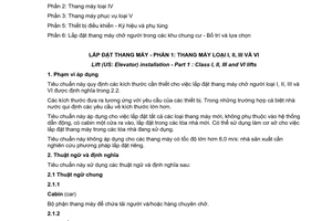 Tiêu chuẩn quốc gia TCVN 7628-1:2007 (ISO 4190-1 : 1999) về Lắp đặt thang máy - Phần 1: Thang máy loại I, II, III và VI
