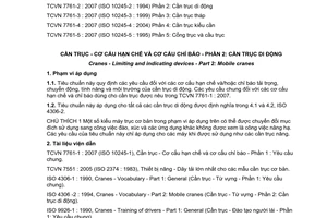 Tiêu chuẩn quốc gia TCVN 7761-2:2007 (ISO 10245-2 : 1994) về Cần trục - Cơ cấu hạn chế và cơ cấu chỉ báo - Phần 2: Cần trục di động