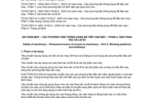 Tiêu chuẩn quốc gia TCVN 7387-2:2007 (ISO 14122-2 : 2001) về An toàn máy - Các phương tiện thông dụng để tiếp cận máy - Phần 2: Sàn thao tác và lối đi