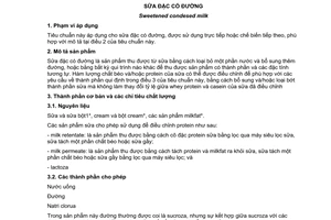 Tiêu chuẩn quốc gia  TCVN 6403:2007 (CODEX STAN A-4-1971, REV.1-1999) về Sữa đặc có đường