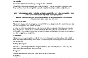 Tiêu chuẩn quốc gia TCVN 7665:2007 (ISO 1460:1992) về Lớp phủ kim loại - Lớp phủ kẽm nhúng nóng trên vật liệu chứa sắt - Xác định khối lượng lớp mạ trên đơn vị diện tích