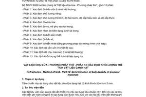 Tiêu chuẩn quốc gia TCVN 6530-12:2007 về Vật liệu chịu lửa - Phương pháp thử - Phần 12: Xác định khối lượng thể tích vật liệu dạng hạt