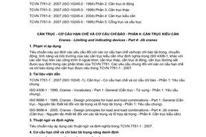 Tiêu chuẩn quốc gia TCVN 7761-4:2007 (ISO 10245-4 : 2004) về Cần trục - Cơ cấu hạn chế và cơ cấu chỉ báo - Phần 4: Cần trục kiểu cần