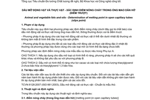 Tiêu chuẩn quốc gia TCVN 6119:2007 (ISO 6321:2002) về Dầu mỡ động vật và thực vật - Xác định điểm nóng chảy trong ống mao dẫn hở (điểm trượt)