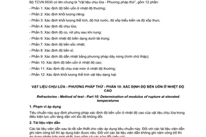 Tiêu chuẩn quốc gia TCVN 6530-10:2007 về Vật liệu chịu lửa - Phương pháp thử - Phần 10: Xác định độ bền uốn ở nhiệt độ cao
