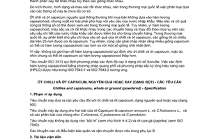 Tiêu chuẩn Việt Nam TCVN 2080:2007 (ISO 972:1997) về ớt chilli và ớt capsicum, nguyên quả hoặc xay (dạng bột) – các yêu cầu