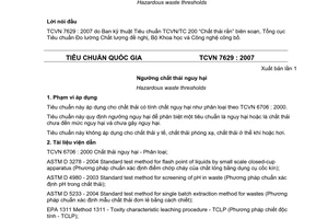 Tiêu chuẩn Việt Nam TCVN 7629:2007 về ngưỡng chất thải nguy hại do Bộ Khoa học và Công nghệ ban hành