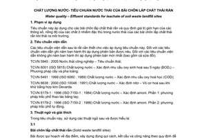 Tiêu chuẩn quốc gia TCVN 7733:2007 về Chất lượng nước - Tiêu chuẩn nước thải của bãi chôn lấp chất thải rắn