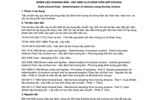 Tiêu chuẩn quốc gia TCVN 5230:2007 (ISO 587:1997) về Nhiên liệu khoáng rắn - Xác định Clo bằng phương pháp Eschka
