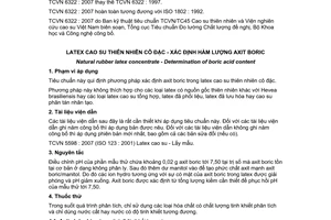 Tiêu chuẩn quốc gia TCVN 6322:2007 (ISO 1802 : 1992) về Latex cao su thiên nhiên cô đặc - Xác định hàm lượng axit boric