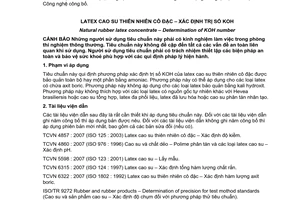 Tiêu chuẩn quốc gia TCVN 4856:2007 (ISO 00127 : 1995, With Amendment 1:2006) về Latex cao su thiên nhiên cô đặc - Xác định trị số KOH
