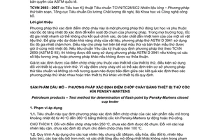 Tiêu chuẩn quốc gia TCVN 2693:2007 (ASTM D 93 – 06) về Sản phẩm dầu mỏ - Phương pháp xác định điểm chớp cháy bằng thiết bị thử cốc kín Pensky-Martens
