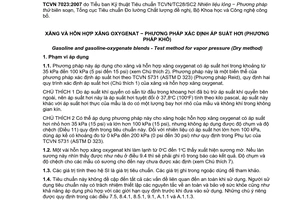 Tiêu chuẩn quốc gia TCVN 7023:2007 (ASTM D 4953 - 06) về Xăng và hỗn hợp xăng oxygenat - Phương pháp xác định áp suất hơi (Phương pháp khô)