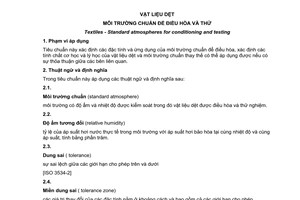 Tiêu chuẩn quốc gia TCVN 1748:2007 (ISO 139 : 2005) về vật liệu dệt - Môi trường chuẩn để điều hòa và thử