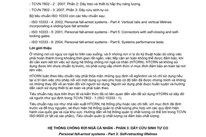Tiêu chuẩn quốc gia TCVN 7802-3:2007 (ISO 10333 - 3 : 2000) về Hệ thống chống rơi ngã cá nhân - Phần 3: Dây cứu sinh tự co
