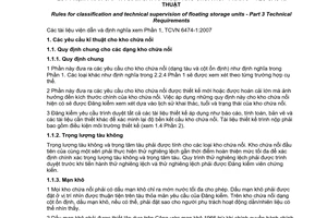 Tiêu chuẩn quốc gia TCVN 6474-3:2007 về qui phạm phân cấp và giám sát kỹ thuật kho chứa nổi – Phần 3: Yêu cầu kỹ thuật