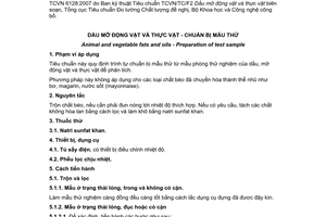 Tiêu chuẩn quốc gia TCVN 6128:2007 (ISO 661:2003) về Dầu mỡ động vật và thực vật - Chuẩn bị mẫu thử