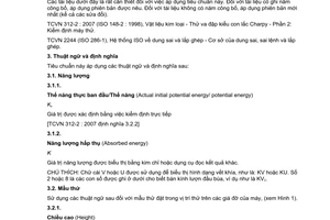 Tiêu chuẩn quốc gia TCVN 312-1:2007 (ISO 148-1:2006) về thử va đập kiểu con lắc Charpy - Phần 1: Phương pháp thử