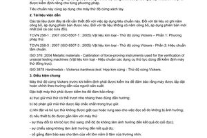 Tiêu chuẩn quốc gia TCVN 258-2:2007 (ISO 6507-2 : 2005) về Vật liệu kim loại - Thử độ cứng Vickers - Phần 2: Kiểm định và hiệu chuẩn máy thử