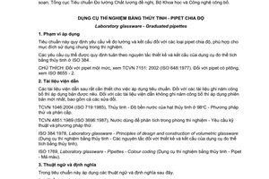 Tiêu chuẩn quốc gia TCVN 7150:2007 (ISO 835:2007) về Dụng cụ thí nghiệm bằng thuỷ tinh - Pipet chia độ
