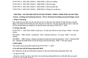 Tiêu chuẩn quốc gia TCVN 7761-5:2007 (ISO 10245-5 : 1995) về Cần trục - Cơ cấu hạn chế và cơ cấu chỉ báo - Phần 5: Cổng trục và cầu trục