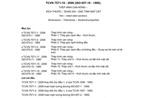 Tiêu chuẩn Việt Nam TCVN 7571-1:2006 (ISO 657-1 : 1989) về thép hình cán nóng - Phần 1: Thép góc cạnh đều - Kích thước do Bộ Khoa học và Công nghệ ban hành