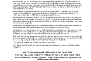 Tiêu chuẩn Việt Nam TCVN 5699-2-61:2006 (IEC 60335-2-61 : 2005) về Thiết bị điện gia dụng và thiết bị điện tương tự - An toàn - Phần 2-61: Yêu cầu cụ thể đối với thiết bị sưởi tích nhiệt dùng trong phòng do Bộ Khoa học và Công nghệ ban hành