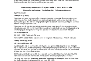Tiêu chuẩn Việt Nam TCVN 7563-1:2005 (ISO/IEC 2382-1 :1993) về Công nghệ thông tin - Từ vựng - Phần 1: Thuật ngữ cơ bản do Bộ Khoa học và Công nghệ ban hành