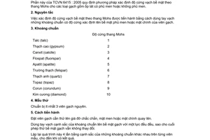 Tiêu chuẩn Việt Nam TCVN 6415-18:2005 (EN 00101:1991) về Gạch gốm ốp lát - Phương pháp thử - Phần 18: Xác định độ cứng bề mặt theo thang Mohs do Bộ Khoa học và Công nghệ ban hành