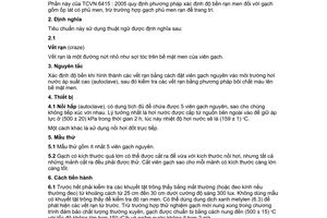 Tiêu chuẩn Việt Nam TCVN 6415-11:2005 (ISO 10545-11:1994) về Gạch gốm ốp lát - Phương pháp thử - Phần 11: Xác định độ bền rạn men đối với gạch men do Bộ Khoa học và Công nghệ ban hành